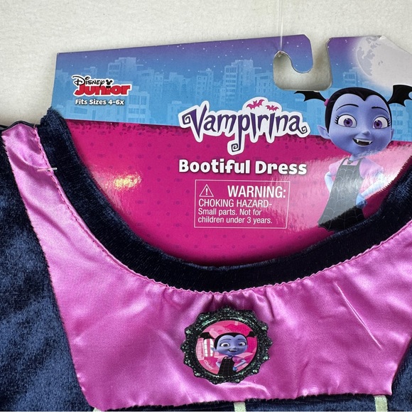 Girls Vampirina Costume Size 4-6X Bootiful Dress, Wings & Headband Glow In Dark - Picture 8 of 15
